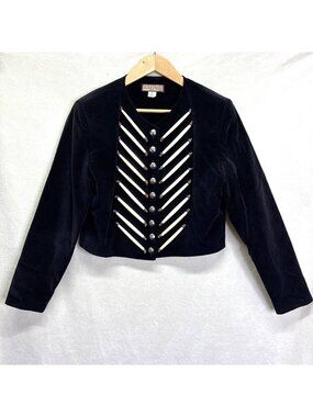 VTG Double D Ranch Wear Black Hair-pipe Beaded Jacket Western Crop Sz M #g
